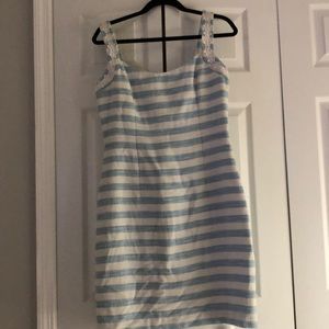 lilly outliner striped and embroidered shift dress